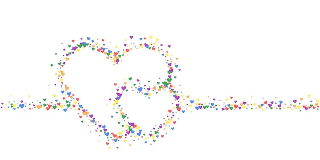 Regenbogenfarbene zerstreute Herzen LGBT Valentinstag