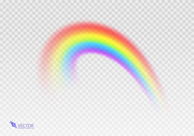 Regenbogenform realistisch isoliert auf durchsichtigem Hintergrund Farbiges Licht und helles Design