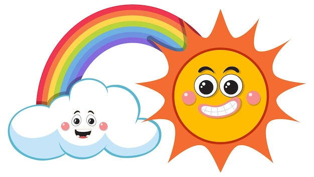 Regenbogenwolke und -sonne mit nettem Gesicht
