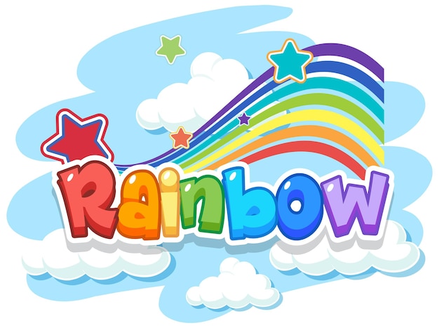 Regenbogenwortlogo am Himmel