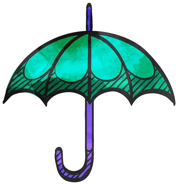 Vektor regenschirm im aquarell-stil