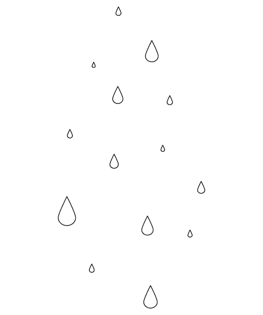 Regentropfen fallen vom himmel. der himmel weint reine tränen im doodle-stil