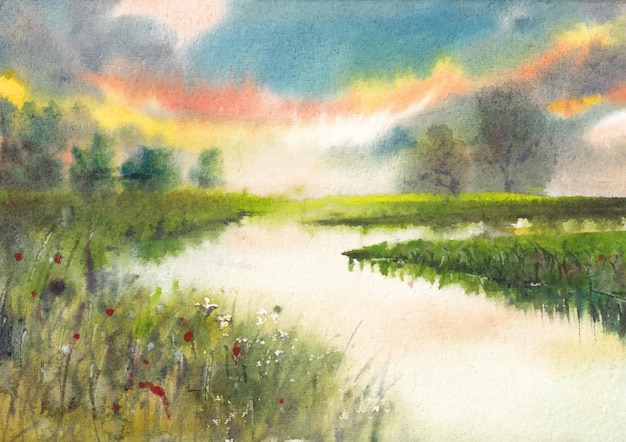 Regenwetter-aquarellkunst und handfarbe