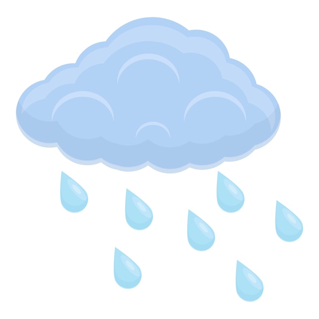 Regenwetter-symbol cartoon des regenwetter-vektorsymbols für webdesign isoliert auf weißem hintergrund