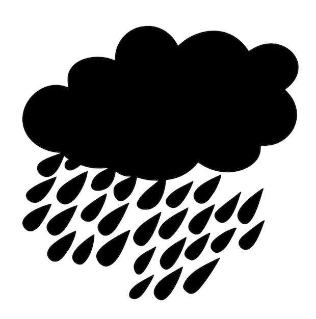 Regenwolken-Symbol Regenwolke Schwarze Vektorwolke mit Regentropfen Vektorillustration