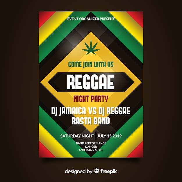 Vektor reggae party nacht flyer