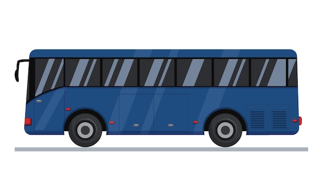 Regionale blaue bus im flachen stil seitenansicht vektor-illustration