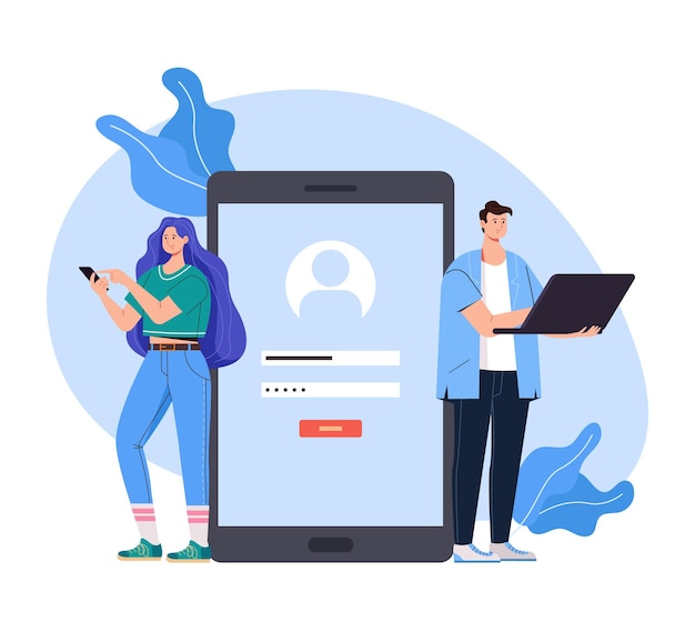 Registrieren Sie den Zugang Login Passwort Internet Online Website Konzept flache Illustration
