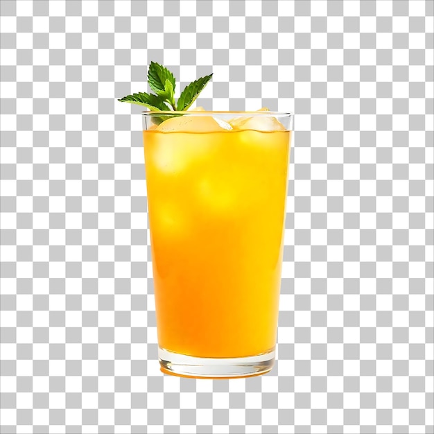 Reife köstliche Früchte Mango Zitronenglas mit Orangensaft PNG durchsichtiger Hintergrund