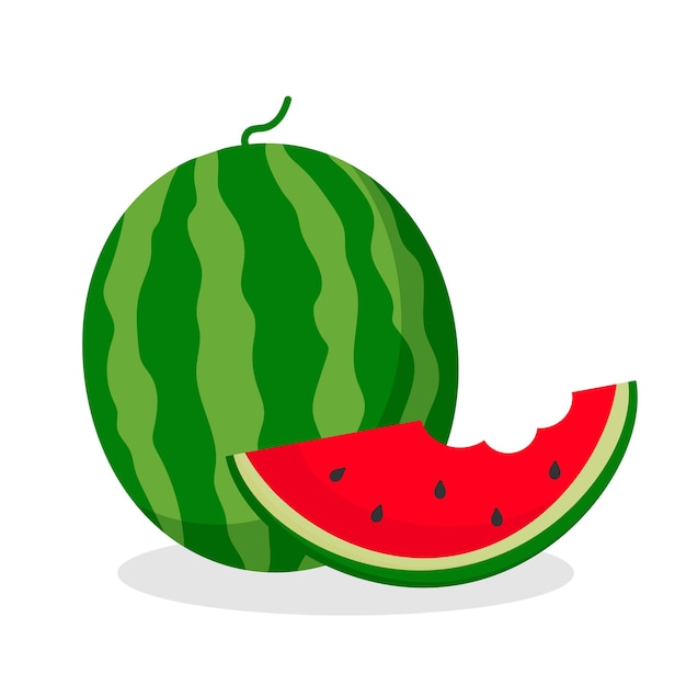 Reife Wassermelone und Stück mit Biss