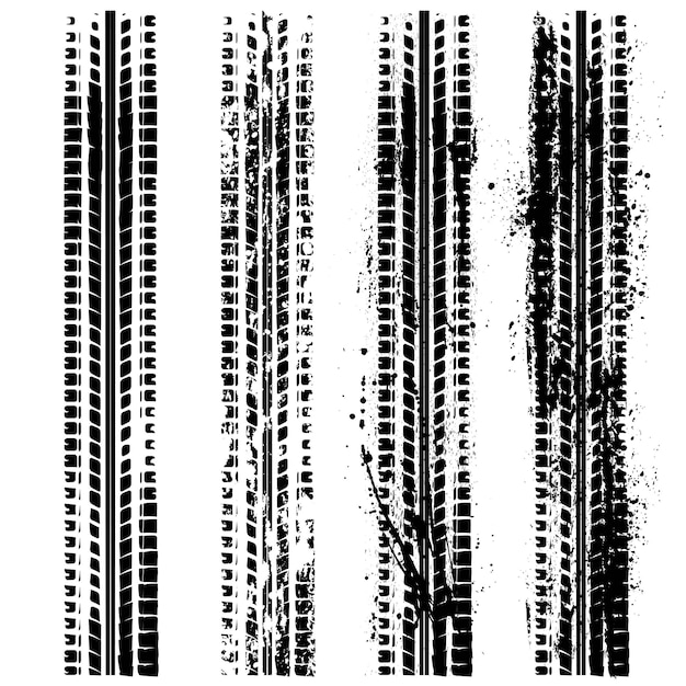 Vektor reifenspuren grunge-silhouetten gesetzt