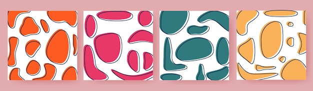 Reihe abstrakter formen in trendigem minimaldesign und orange-gelb-rosa farbe. geometrische vektorelemente für hintergrund-cover-vorlagen, muster, logos
