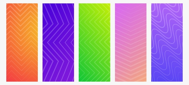Reihe moderner Farbverlaufshintergründe mit Linien. Header-Banner. Helle geometrische abstrakte Präsentationshintergründe. Vektorillustration
