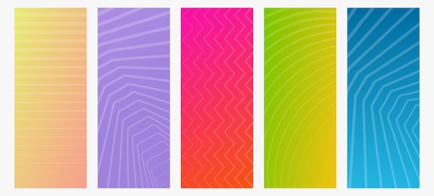 Reihe moderner Farbverlaufshintergründe mit Linien. Header-Banner. Helle geometrische abstrakte Präsentationshintergründe. Vektorillustration