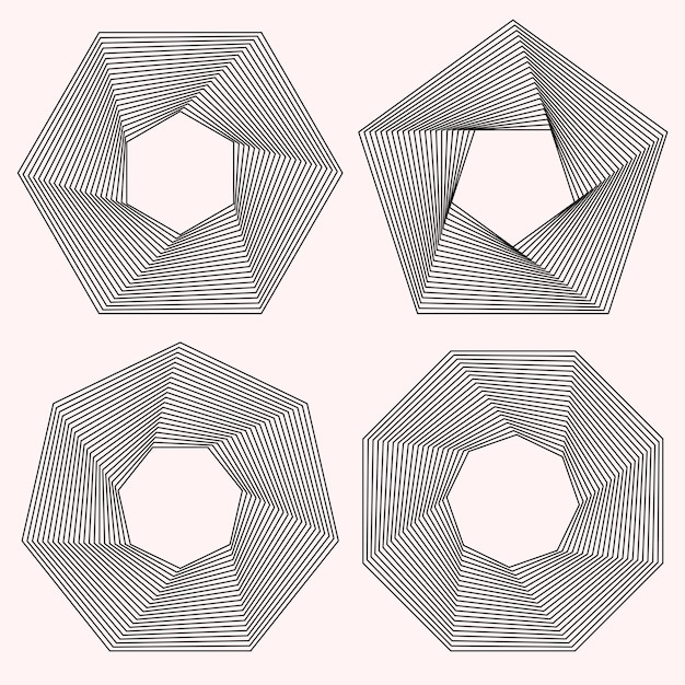 Reihe von abstrakten geometrischen formen im linienkunststil