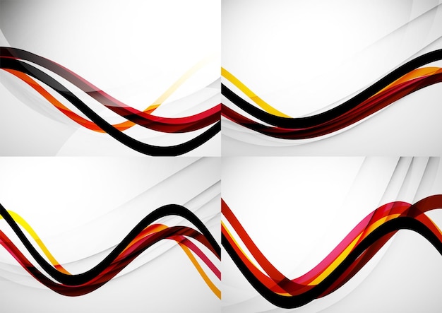 Reihe von abstrakten hintergründen kurvenwellenlinien mit licht- und schatteneffekten