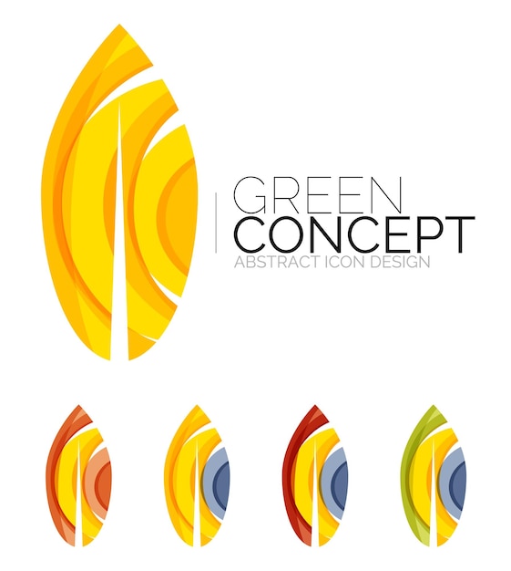 Reihe von abstrakten öko-pflanzensymbolen business logo natur grüne konzepte sauberes modernes geometrisches design