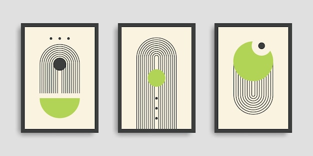 Vektor reihe von abstrakten postern mit geometrischen formen. minimalistische wandkunst