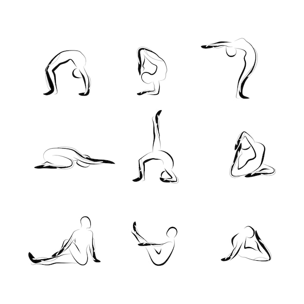 Vektor reihe von abstrakten yoga-posen