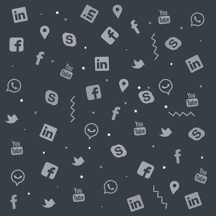 Vektor reihe von bunten social media doodle texture design