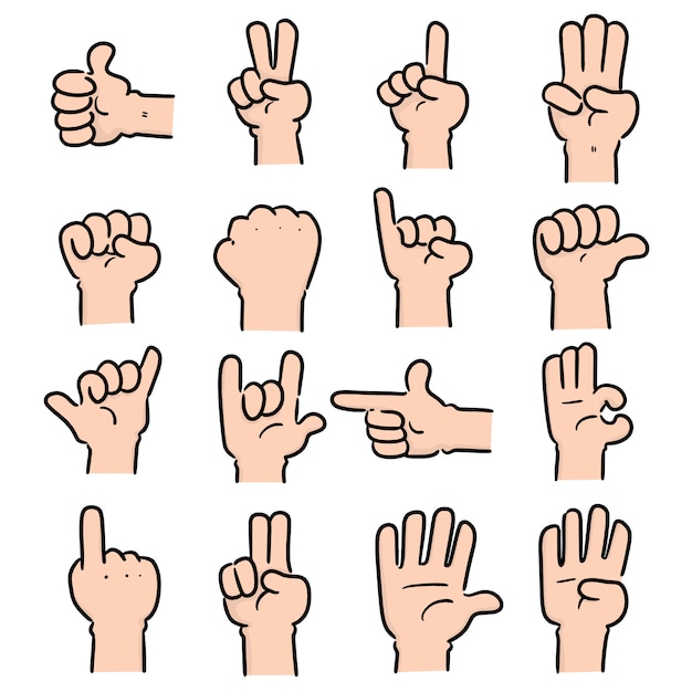 Reihe von Cartoon Hand