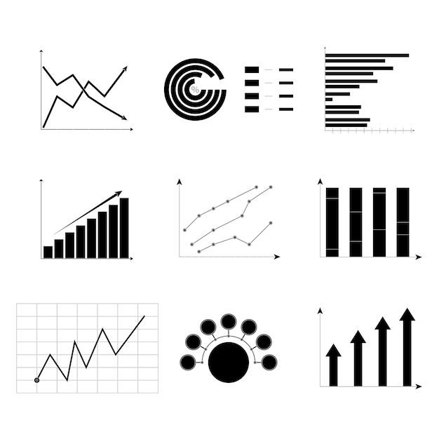 Reihe von diagrammen monochrom