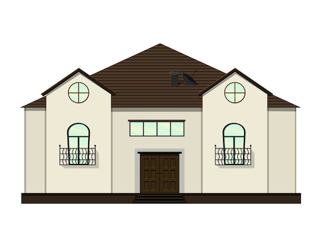 Reihe von häusern auf weißem hintergrund für bau und design. cartoon-stil. vektor-illustration.