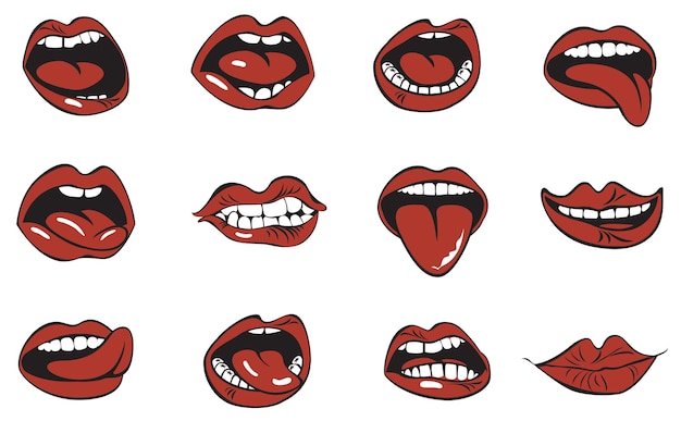 Reihe von Illustrationen sexy Frauenlippen