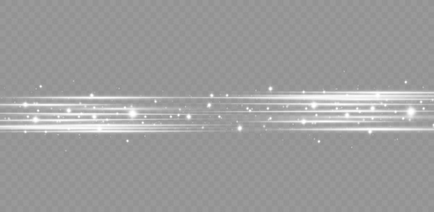 Reihe von Lichteffekten. Blendung und Blitz. Helle Lichtstrahlen. Leuchtende Linien.