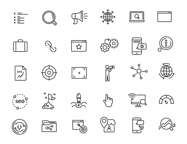 Vektor reihe von linearen seo icons