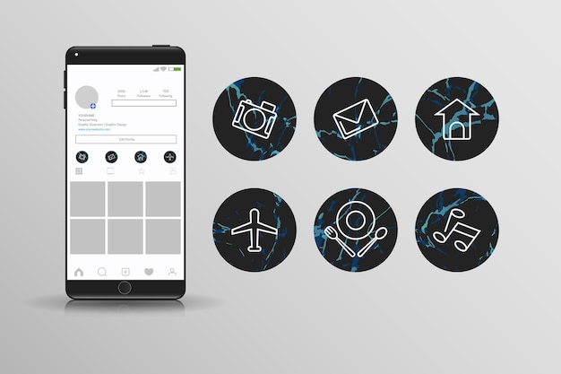 Reihe von marmor instagram highlights