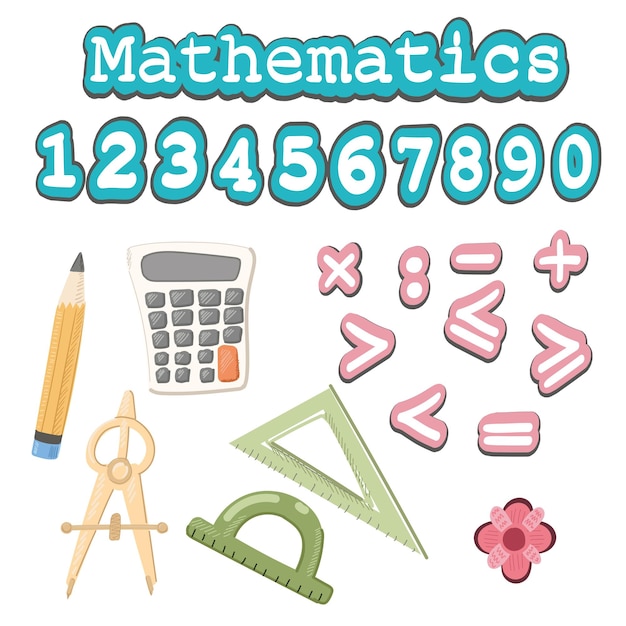 Vektor reihe von mathematischen symbolen isoliert auf weißem hintergrund vektor-illustration