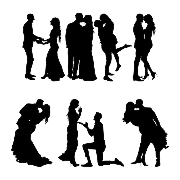 Reihe von Paar-Silhouetten - Silhouetten von Valentinstag-Paaren - Vektor-Silhouetten von Paaren