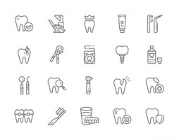 Reihe von zahnmedizin linie icons.