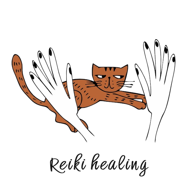 Vektor reiki-heilung von tieren logo vector