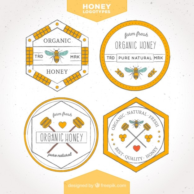 Vektor rein natürliche honig, sammlung von logos