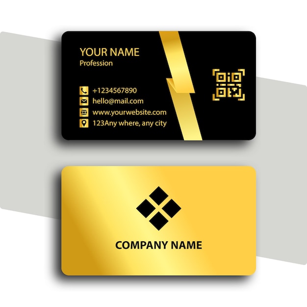 reines Gold-Visitenkarten-Design Gold mit schwarzer Farbe