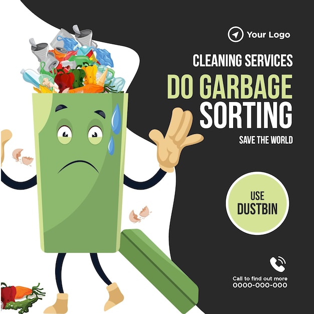Reinigungsdienste führen müllsortierung durch, um das weltweite bannerdesign zu retten