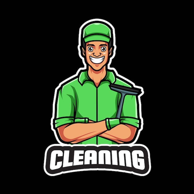 Reinigungsdienstleistungen cartoon character mascot logo