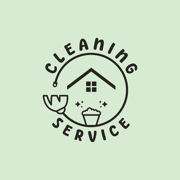 Reinigungsdienstlinie Kunst Logo Vektor Symbol Ikonen Design Illustration