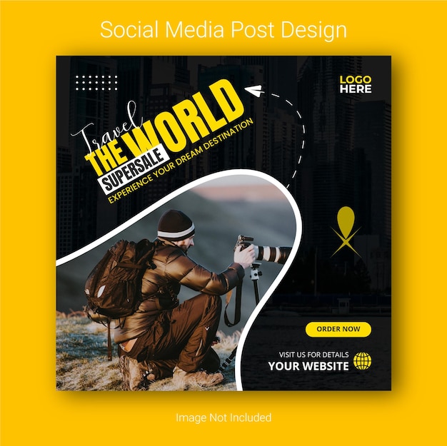 Reise die welt und tourismus instagram-post oder social-media-post-design-vorlage