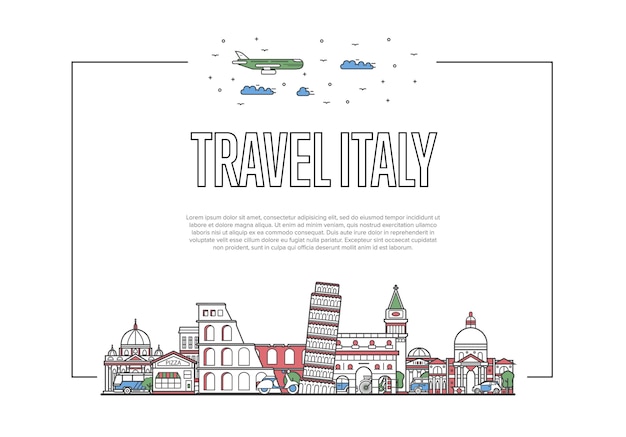 Reise-Italien-Plakat in der linearen Art