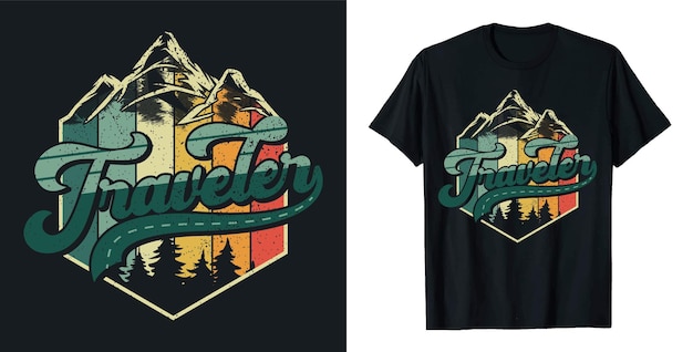 Vektor reise-retro-vintage-t-shirt-design