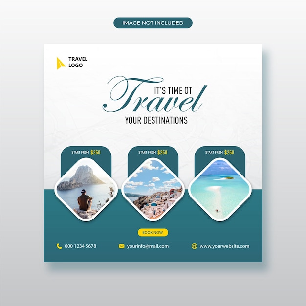 Reise-Social-Media-Post und Web-Banner-Vorlage oder Urlaubsreise