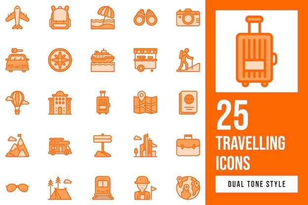 Reise-Symbole setzen doppelten Ton-Stil ein
