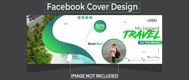 Vektor reise-touren soziale medien facebook-cover-design-vorlage freie reise-tourismus facebook-cover-banner