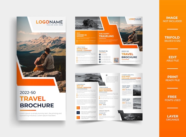 Reise-Trifold-Broschürendesign, Mehrzweck-Reisebüro-Trifold-Broschüren-Vorlagenlayout