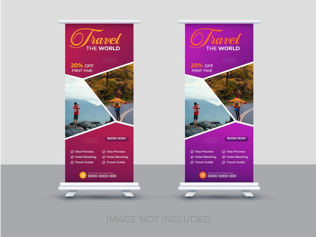 Reise- und tour-roll-up-banner-design-vorlage