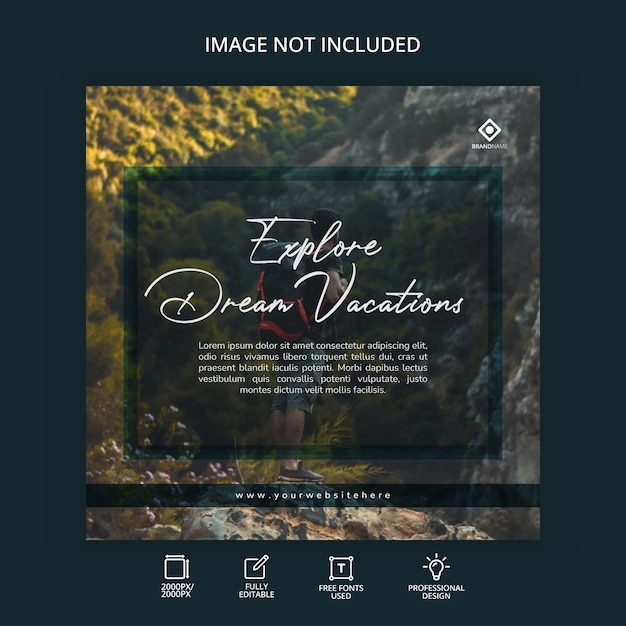 Reise- und Tourismustour Instagram-Post-Banner oder Social-Media-Post-Vorlage