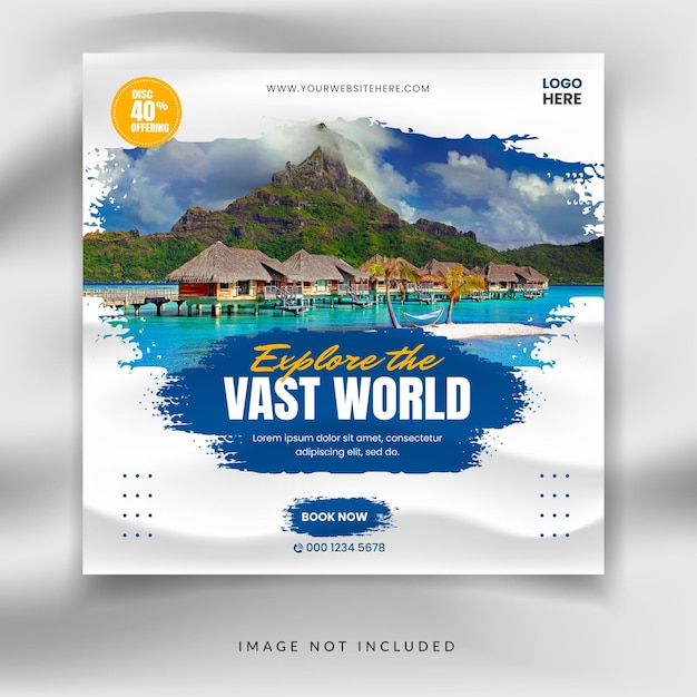 Reise-Urlaub-Abenteuer-Konzept quadratische Social-Media-Promotion-Banner-Vorlage